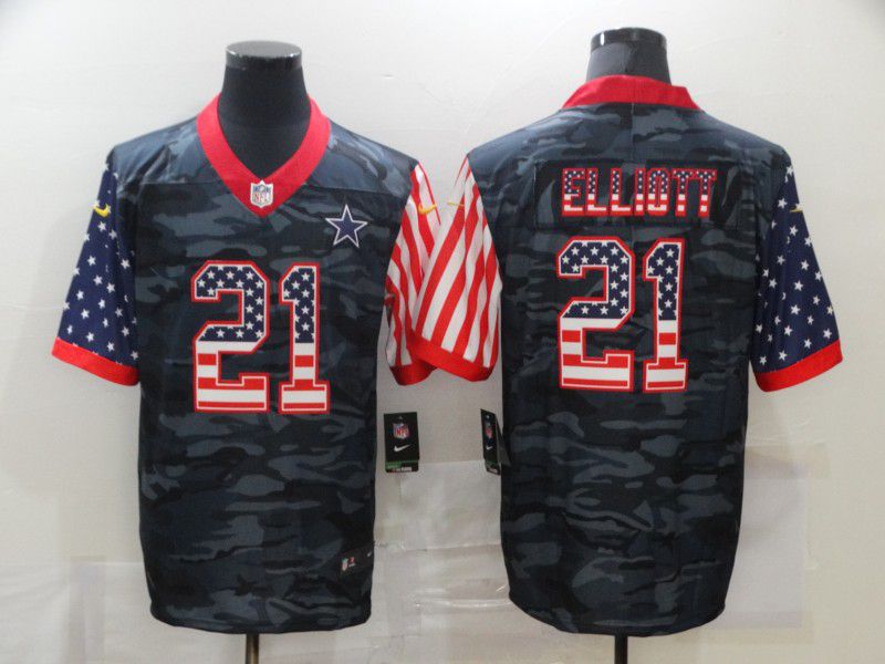 Men Dallas Cowboys #21 Elliott Camouflage national flag Nike Limited NFL Jersey